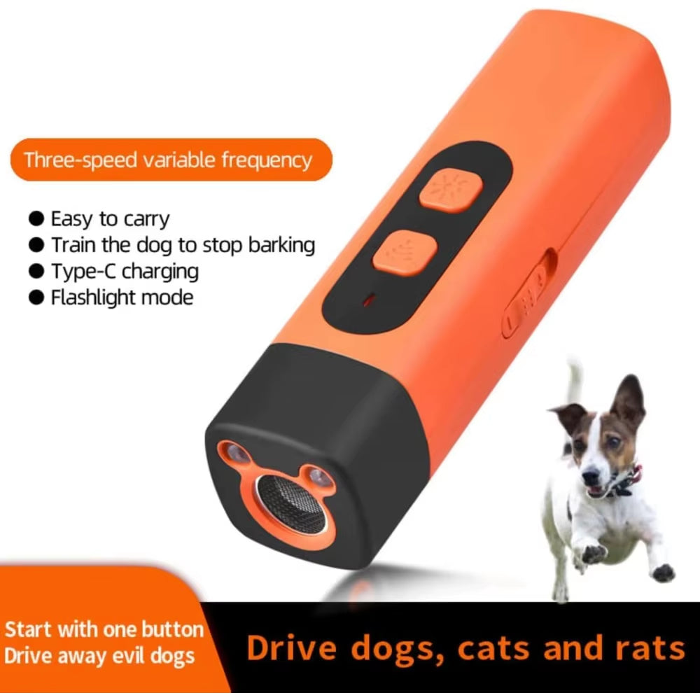 Professional Ultrasonic Dog Repeller with Remote Control & LED Flashlight - Anti-Barking Training Device