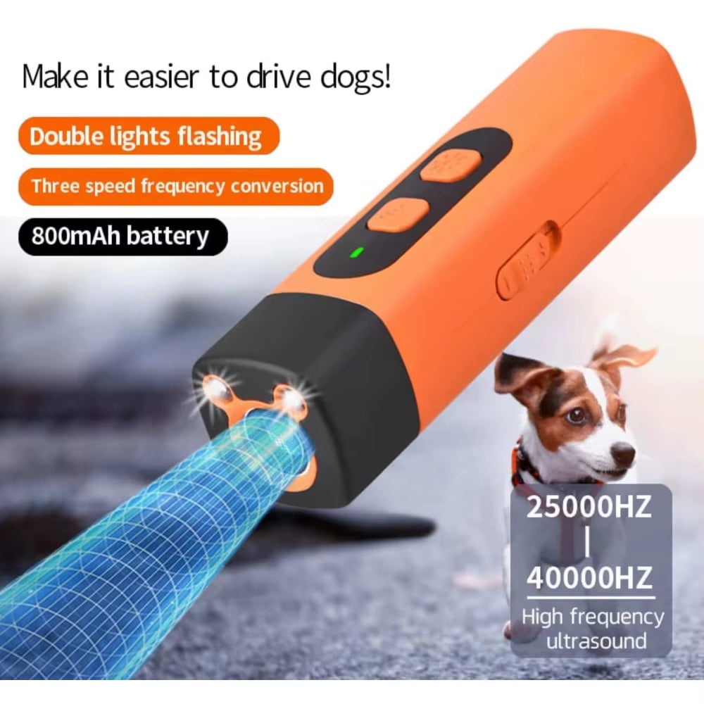 Professional Ultrasonic Dog Repeller with Remote Control & LED Flashlight - Anti-Barking Training Device